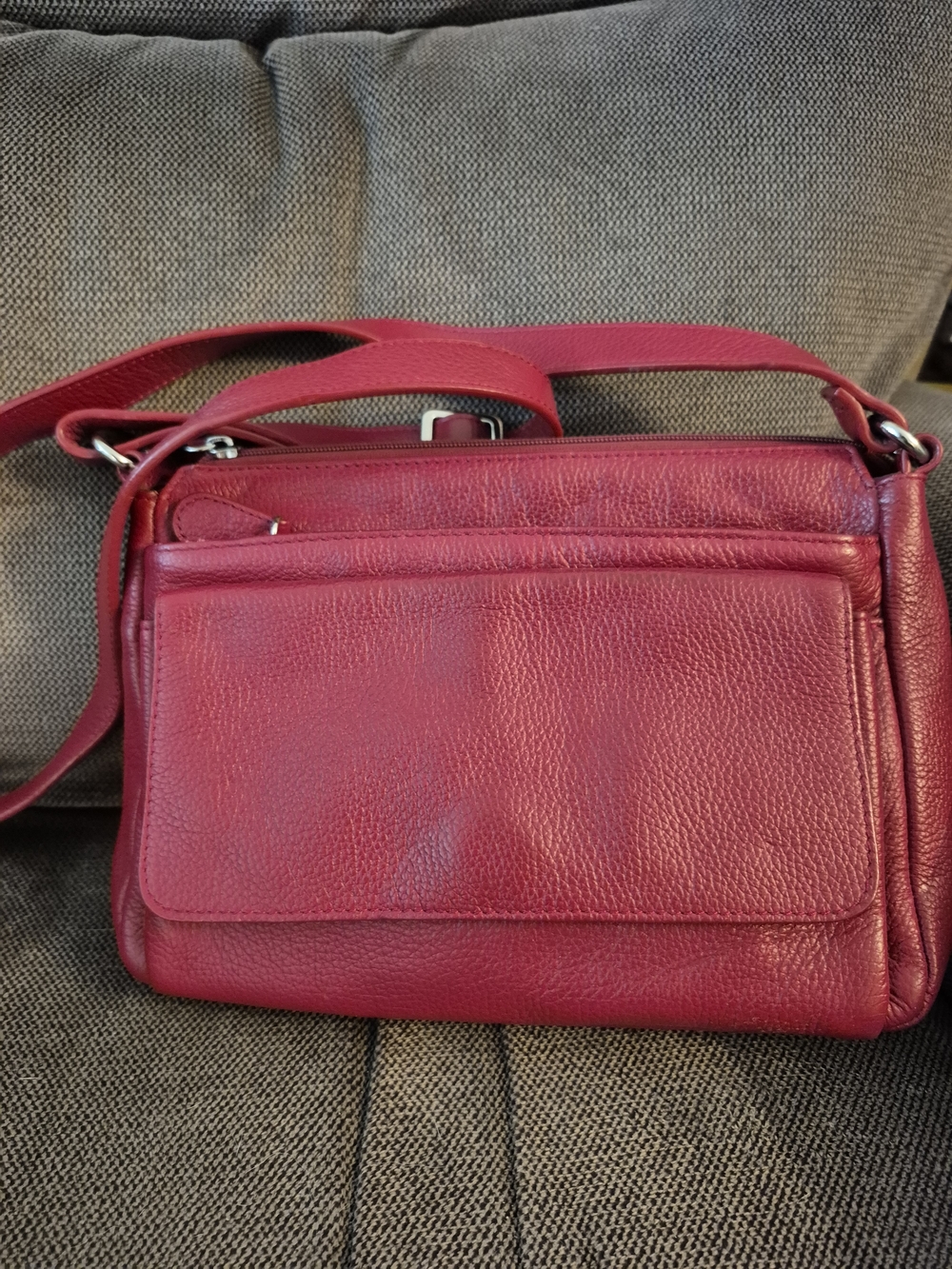 Danier Magenta Leather Crossbody Bag